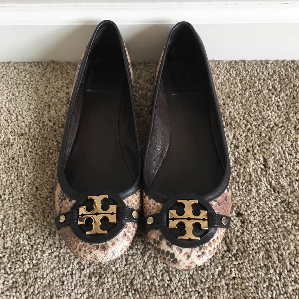 Tory Burch, brown, snakeskin flats